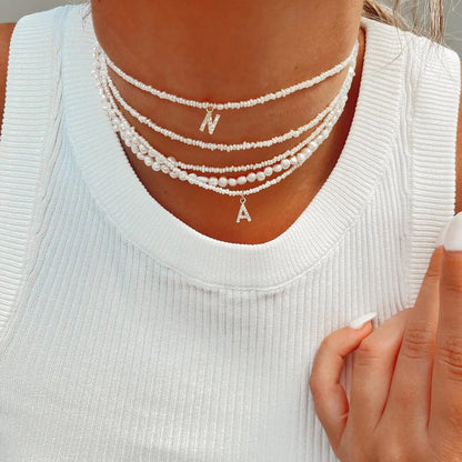 Shelly® Crystal Pearl Initial Choker
